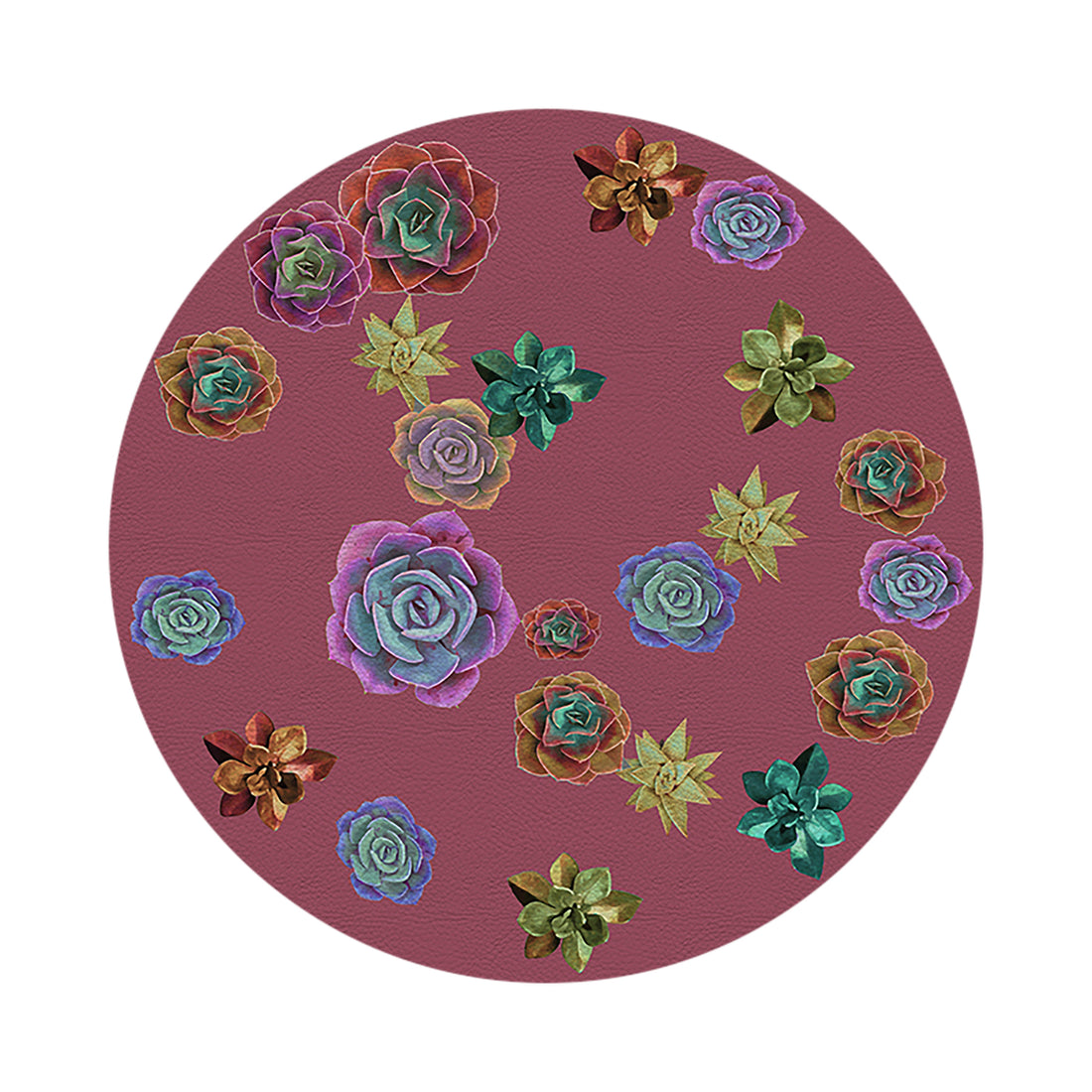 Succulents Floating Mauve 16&quot; Round Pebble Placemat Set of 4 - nicolettemayer.com