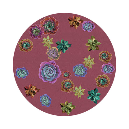 Succulents Floating Mauve 16&quot; Round Pebble Placemats, Set of 4 - nicolettemayer.com
