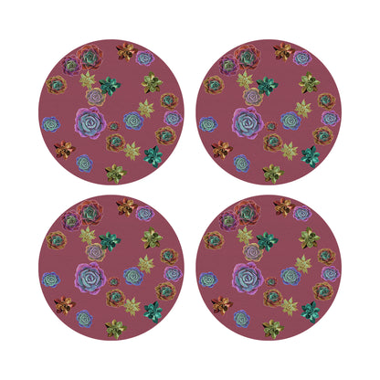 Succulents Floating Mauve 16&quot; Round Pebble Placemats, Set of 4 - nicolettemayer.com
