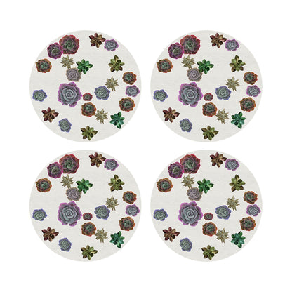 Succulents Floating Pastels 16&quot; Round Pebble Placemats, Set of 4 - nicolettemayer.com
