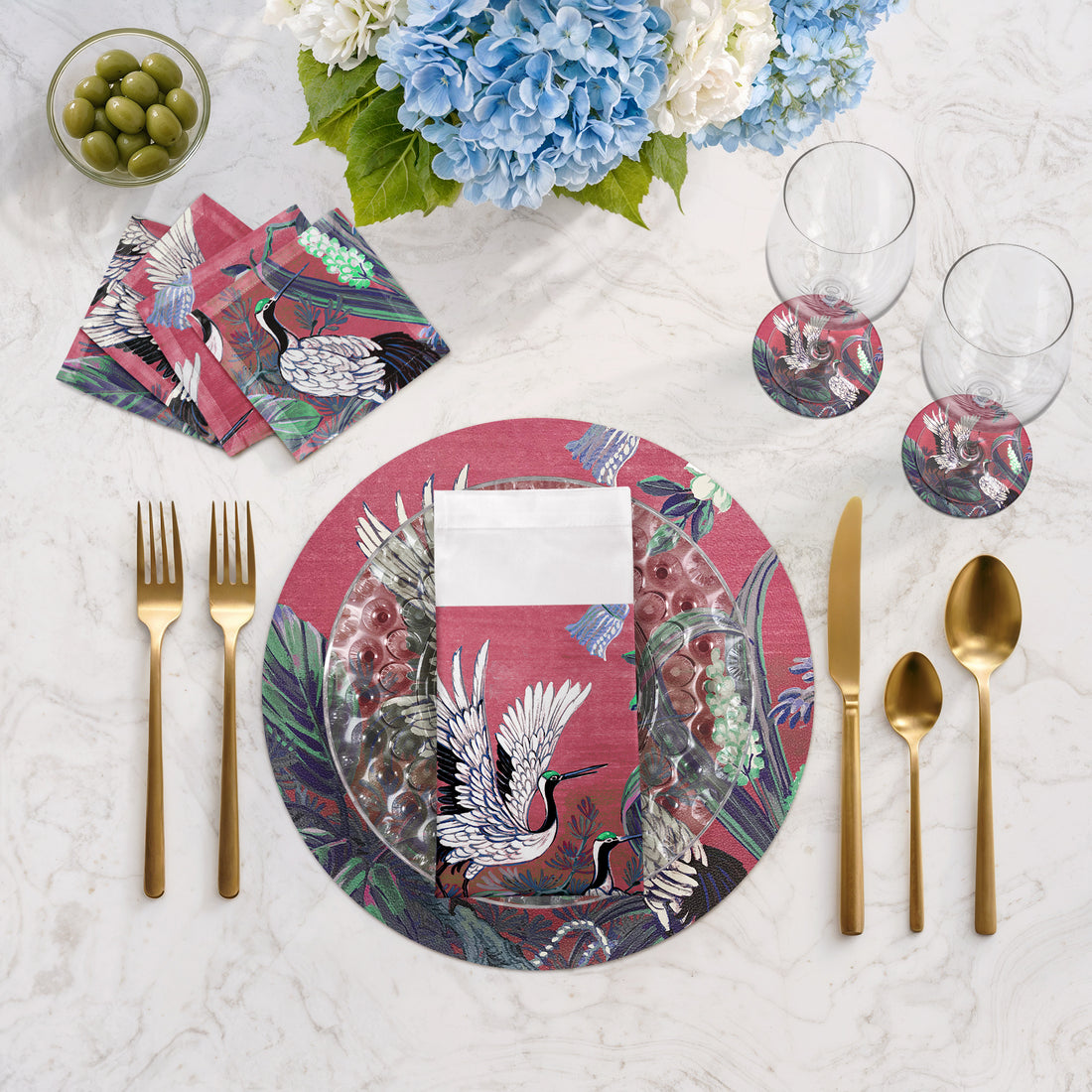 Summer Palace Primula Vegan Leather Round Pebble Placemat
