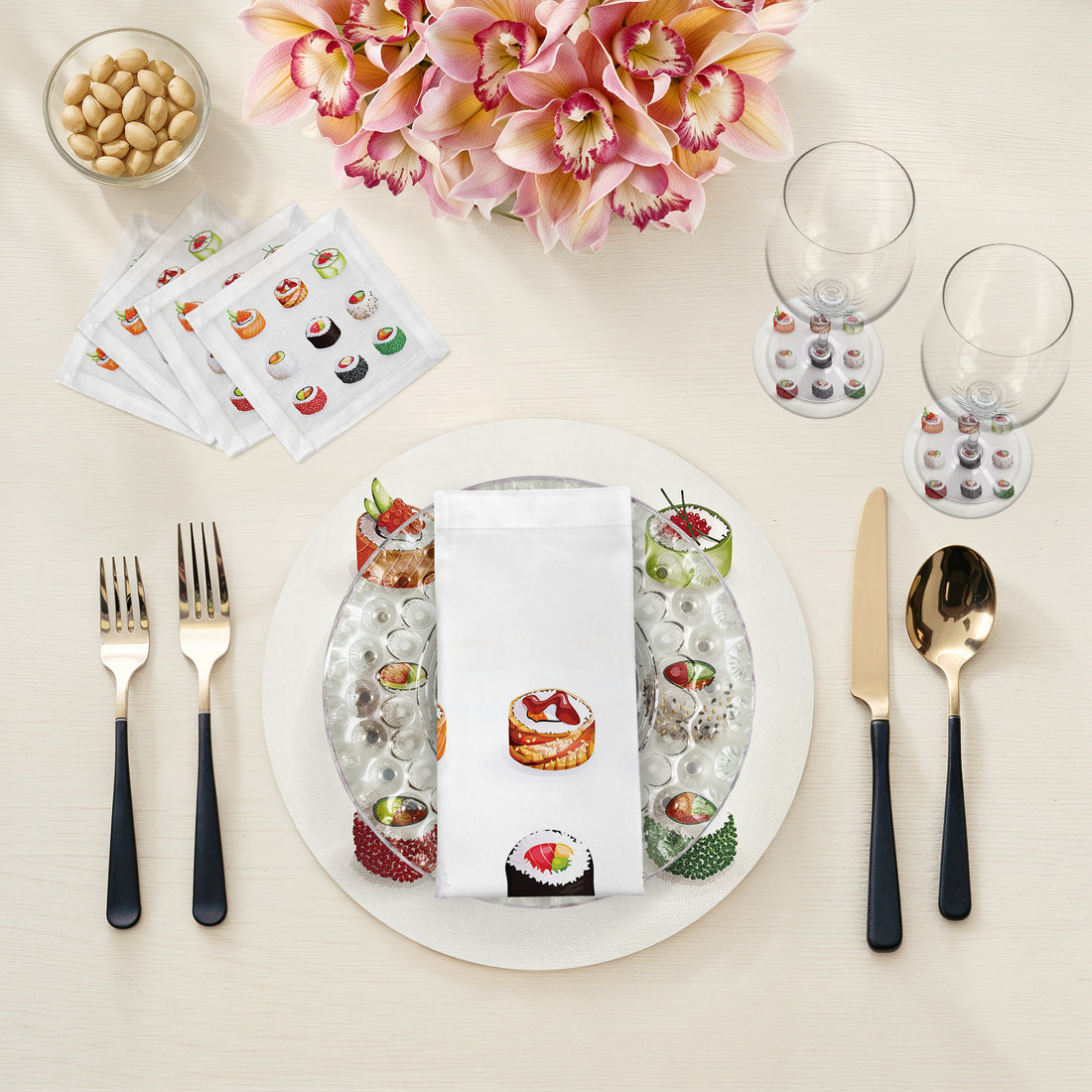 Sushi Go Vegan Leather Round Pebble Placemat - nicolettemayer.com