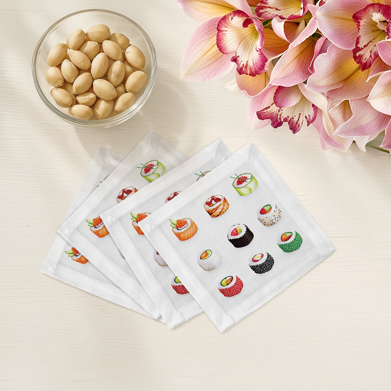 Sushi Go Cotton Sateen Cocktail Napkins - nicolettemayer.com