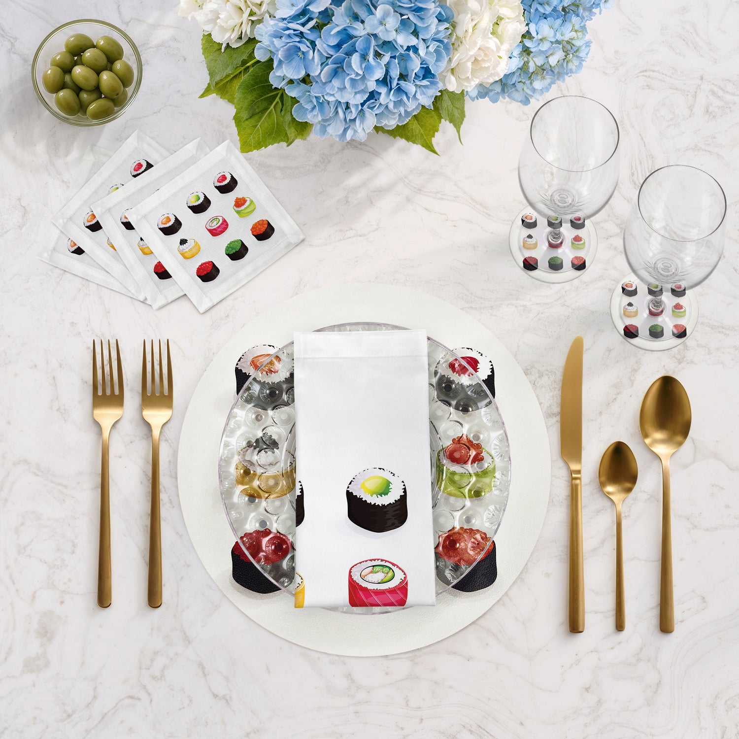 Sushi Zen Cotton Sateen Cocktail Napkins - nicolettemayer.com
