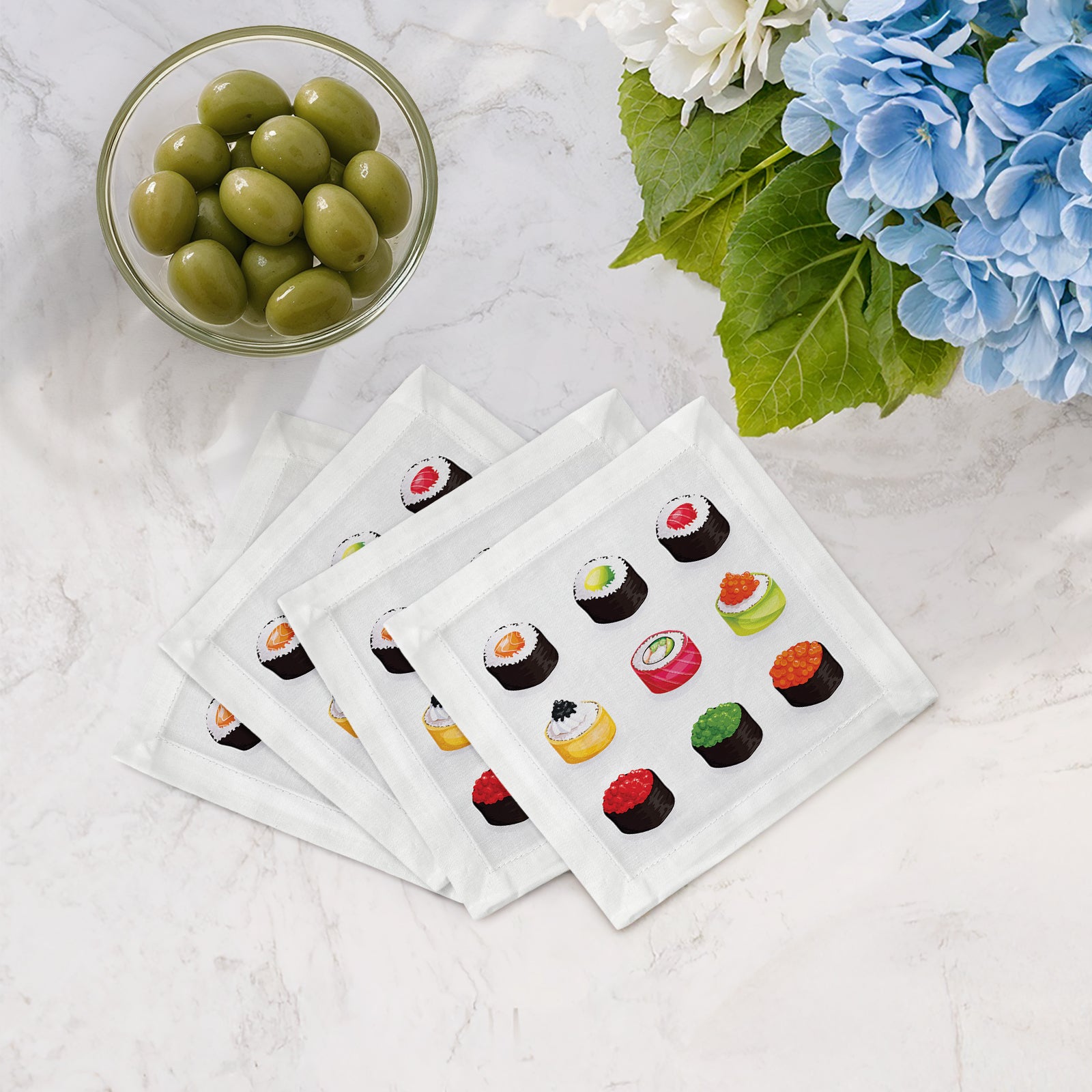 Sushi Zen Cotton Sateen Cocktail Napkins - nicolettemayer.com