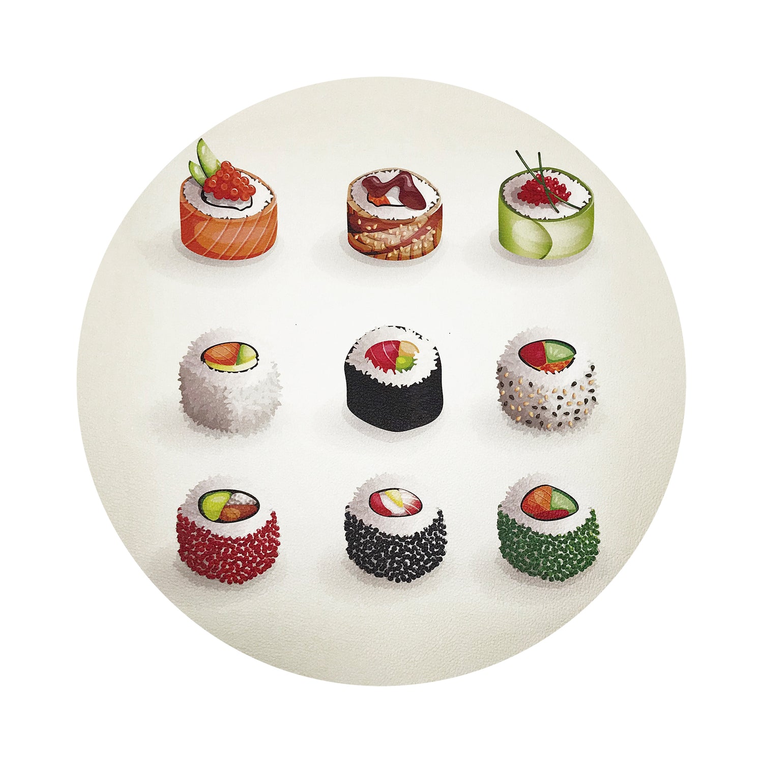 Sushi Go Vegan Leather Round Coasters
