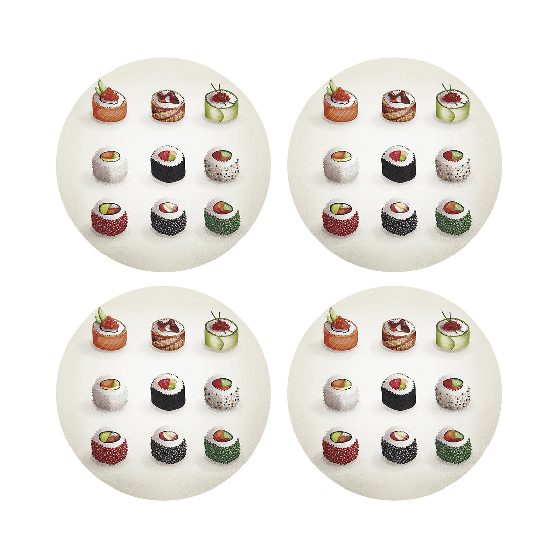 Sushi Go Vegan Leather Round Coasters