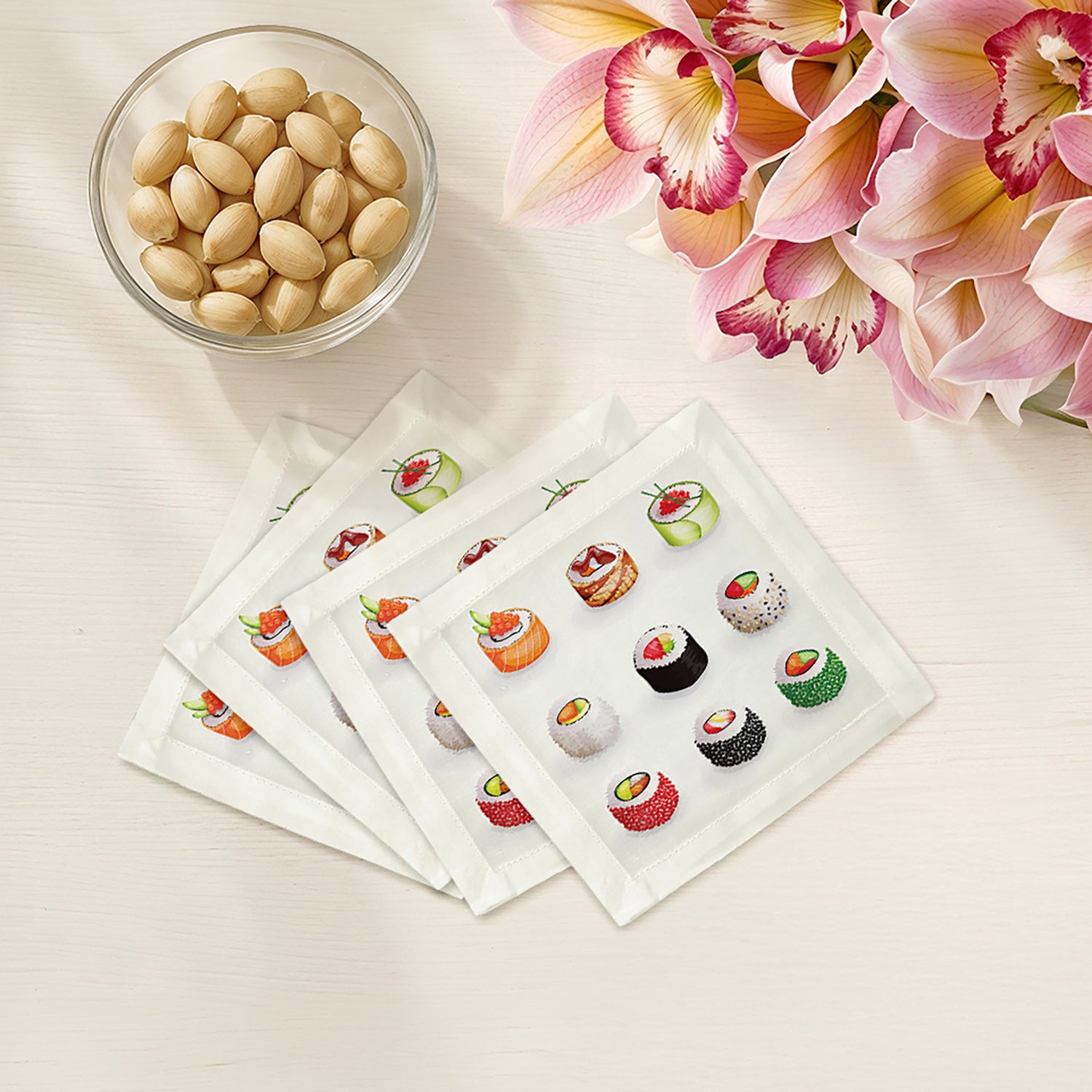Sushi Go Cotton Sateen Cocktail Napkins