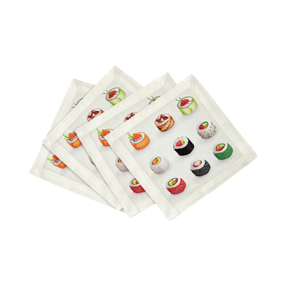 Sushi Go Cotton Sateen Cocktail Napkins