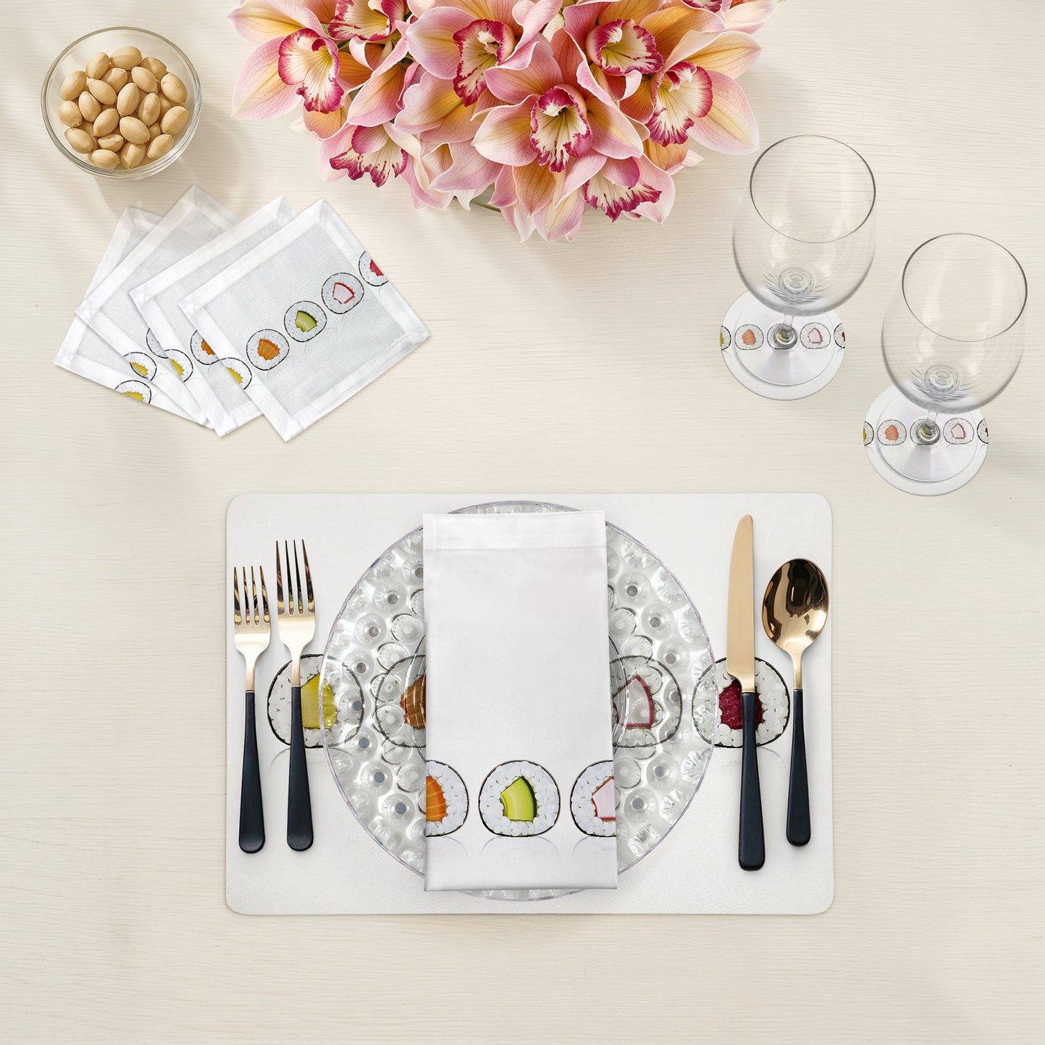 Sushi Roll Cotton Sateen Dinner Napkins - nicolettemayer.com