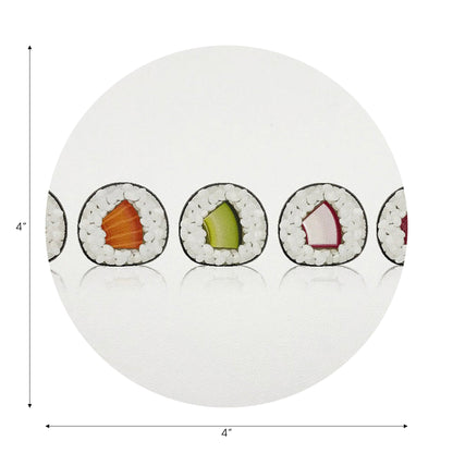 Sushi Roll Vegan Leather Round Coasters