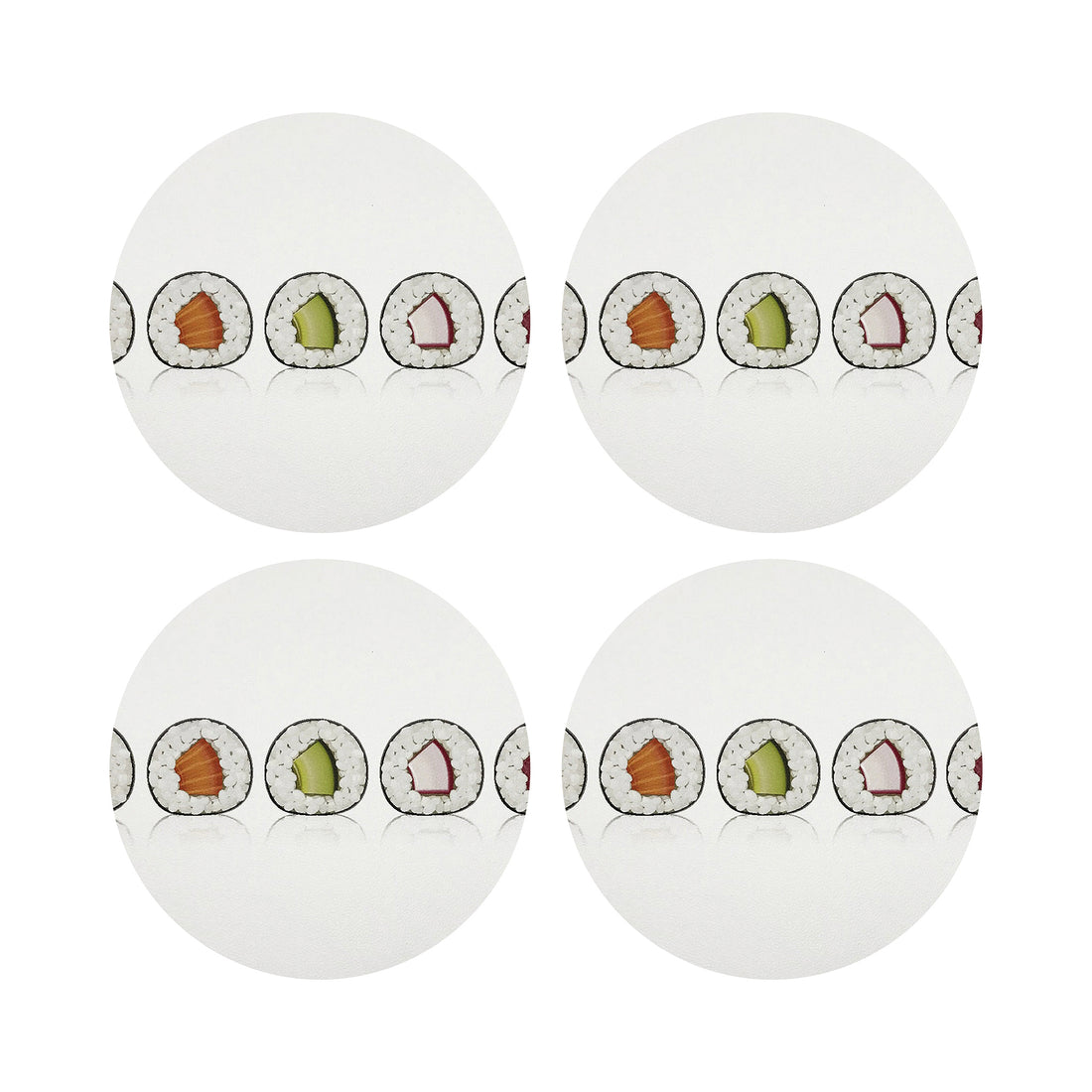 Sushi Roll Vegan Leather Round Coasters