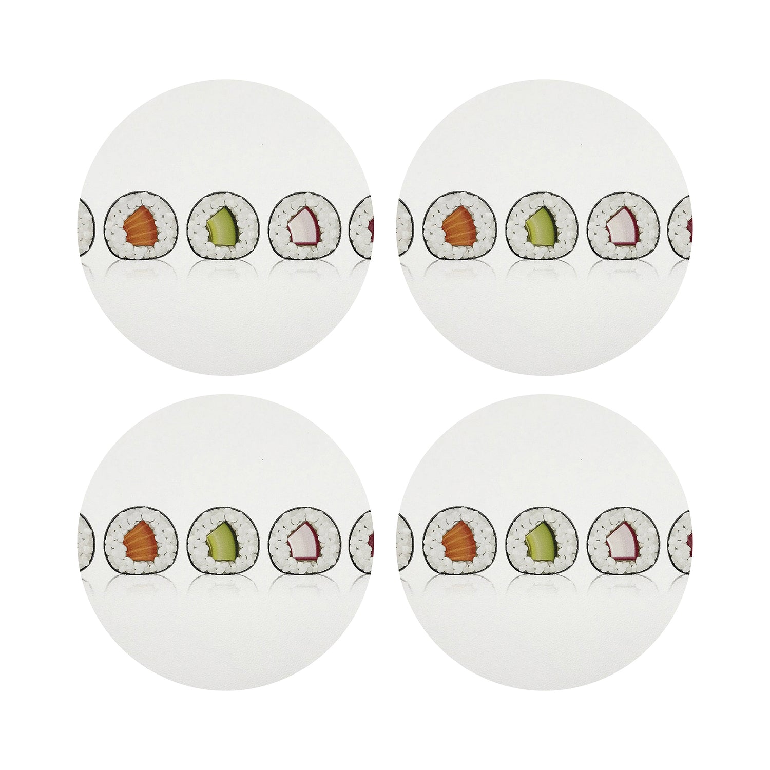 Sushi Roll Vegan Leather Round Coasters