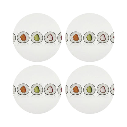 Sushi Roll Vegan Leather Round Coasters