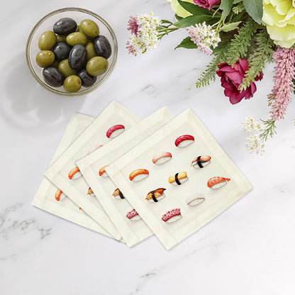 SUSHI TOWN 6"X6" HEMSTITCH COCKTAIL NAPKINS, SET OF 4 - nicolettemayer.com