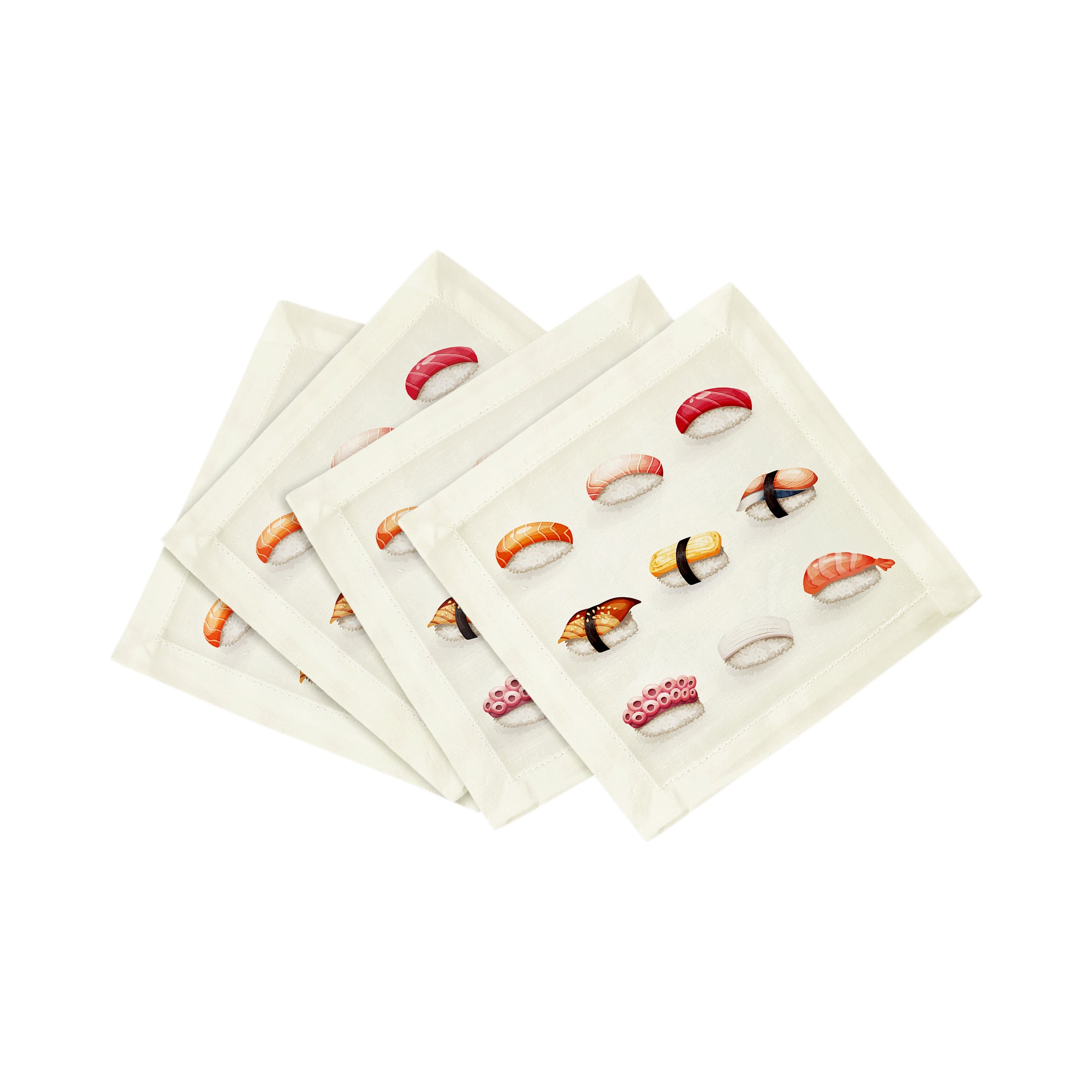 SUSHI TOWN 6"X6" HEMSTITCH COCKTAIL NAPKINS, SET OF 4 - nicolettemayer.com