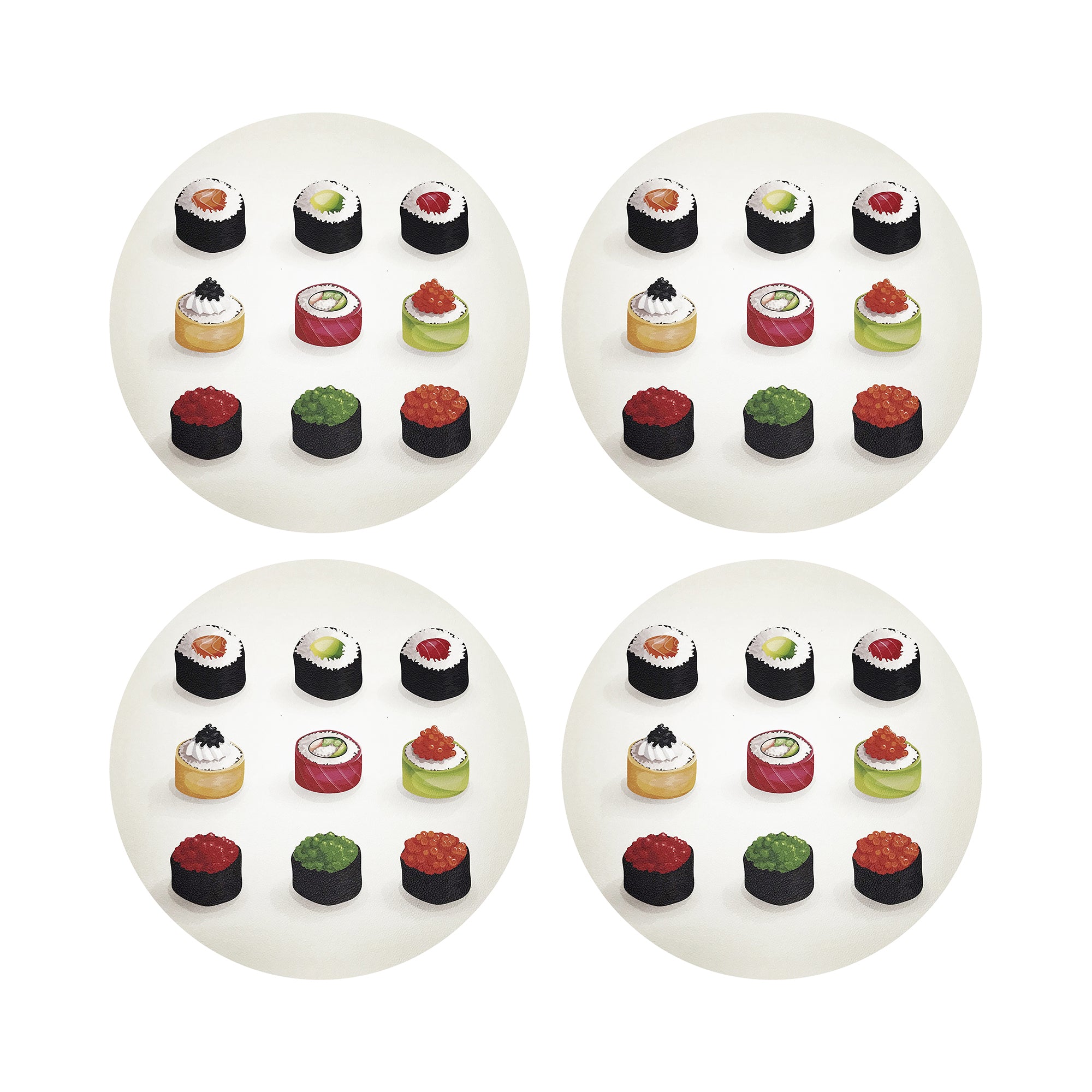 Sushi Zen Vegan Leather Round Coasters