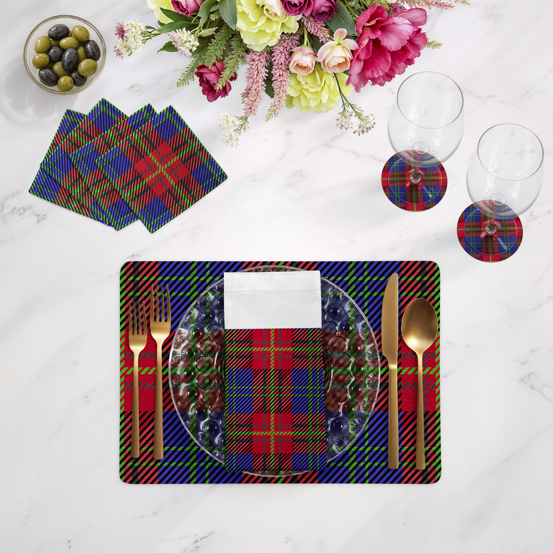 Tartan Blue 17.5x12&quot; Placemats  - nicolettemayer.com
