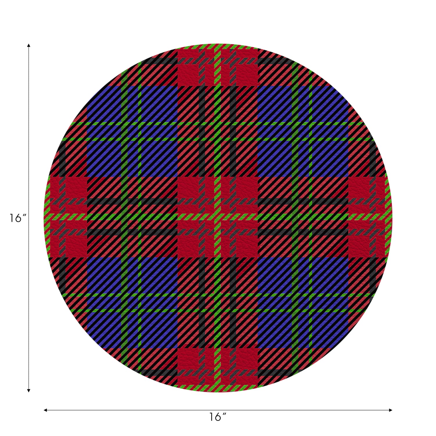 Tartan Blue Vegan Leather Round Pebble Placemat