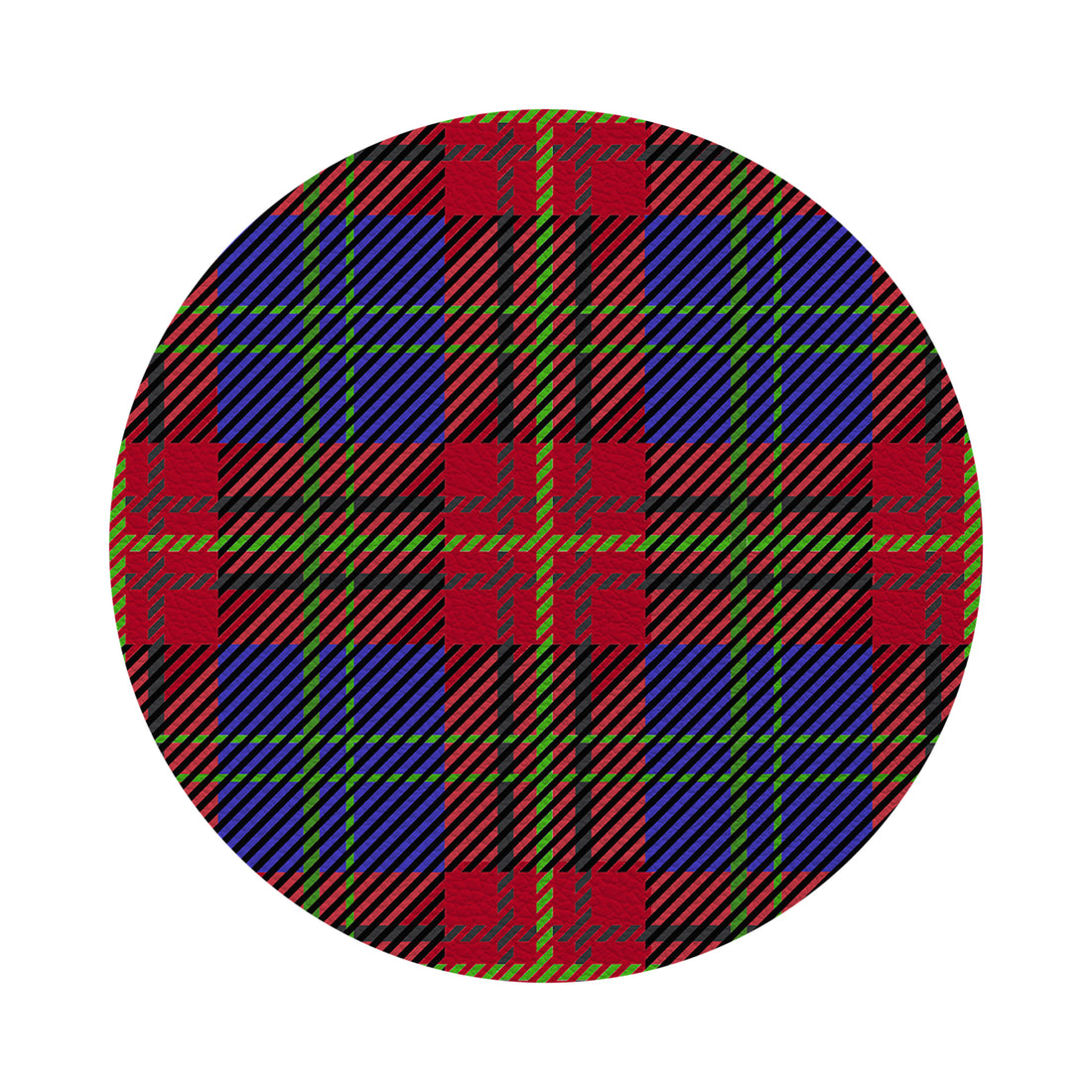 Tartan Blue Vegan Leather Round Pebble Placemat