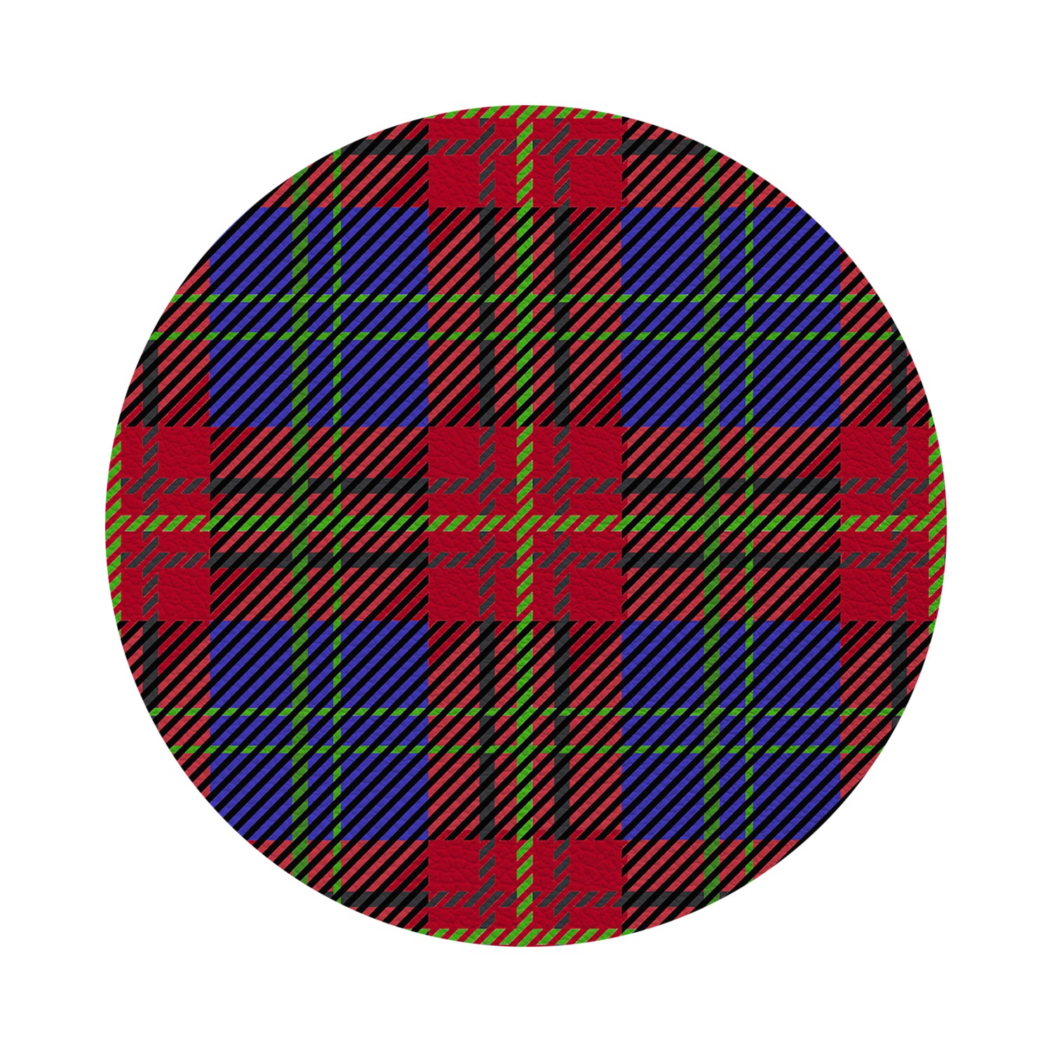 Tartan Blue Vegan Leather Round Pebble Placemat
