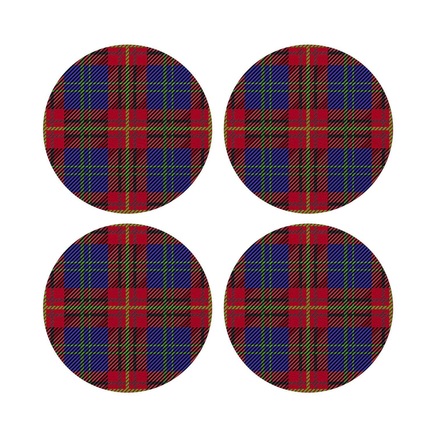 Tartan Blue Vegan Leather Round Pebble Placemat