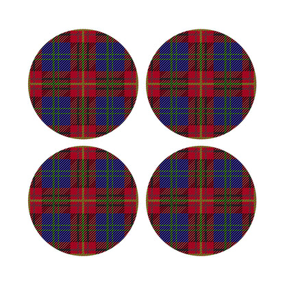 Tartan Blue Vegan Leather Round Pebble Placemat