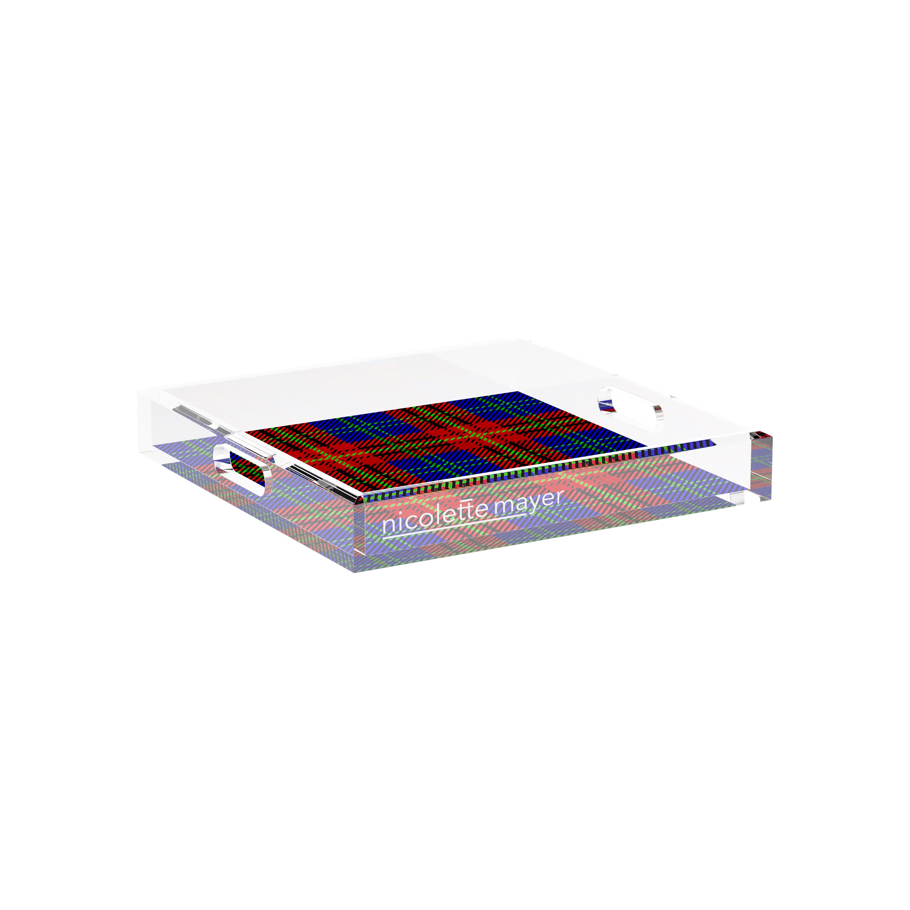 Tartan Blue 12X12 Acrylic Tray - nicolettemayer.com
