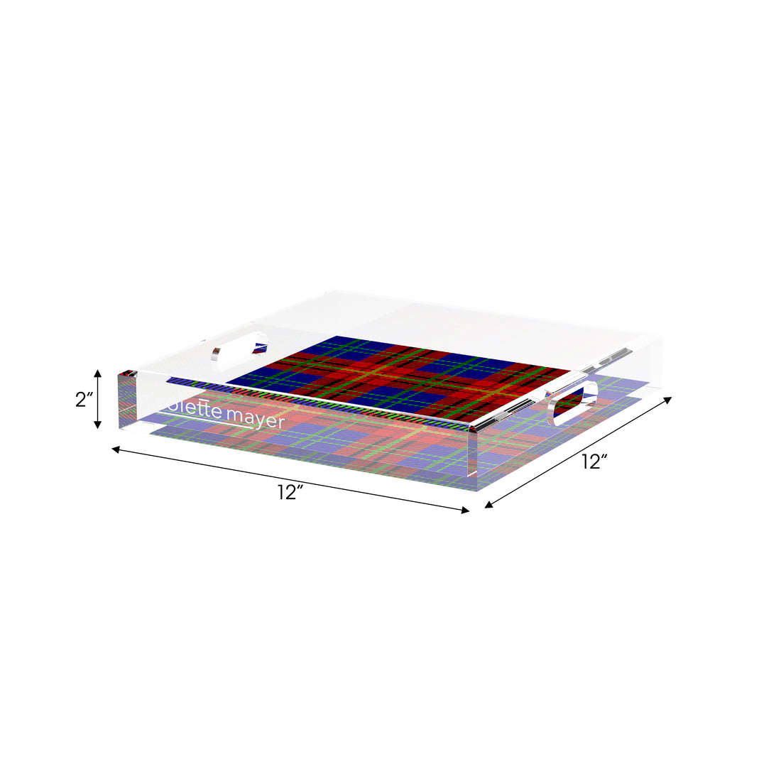 Tartan Blue 12X12 Acrylic Tray - nicolettemayer.com