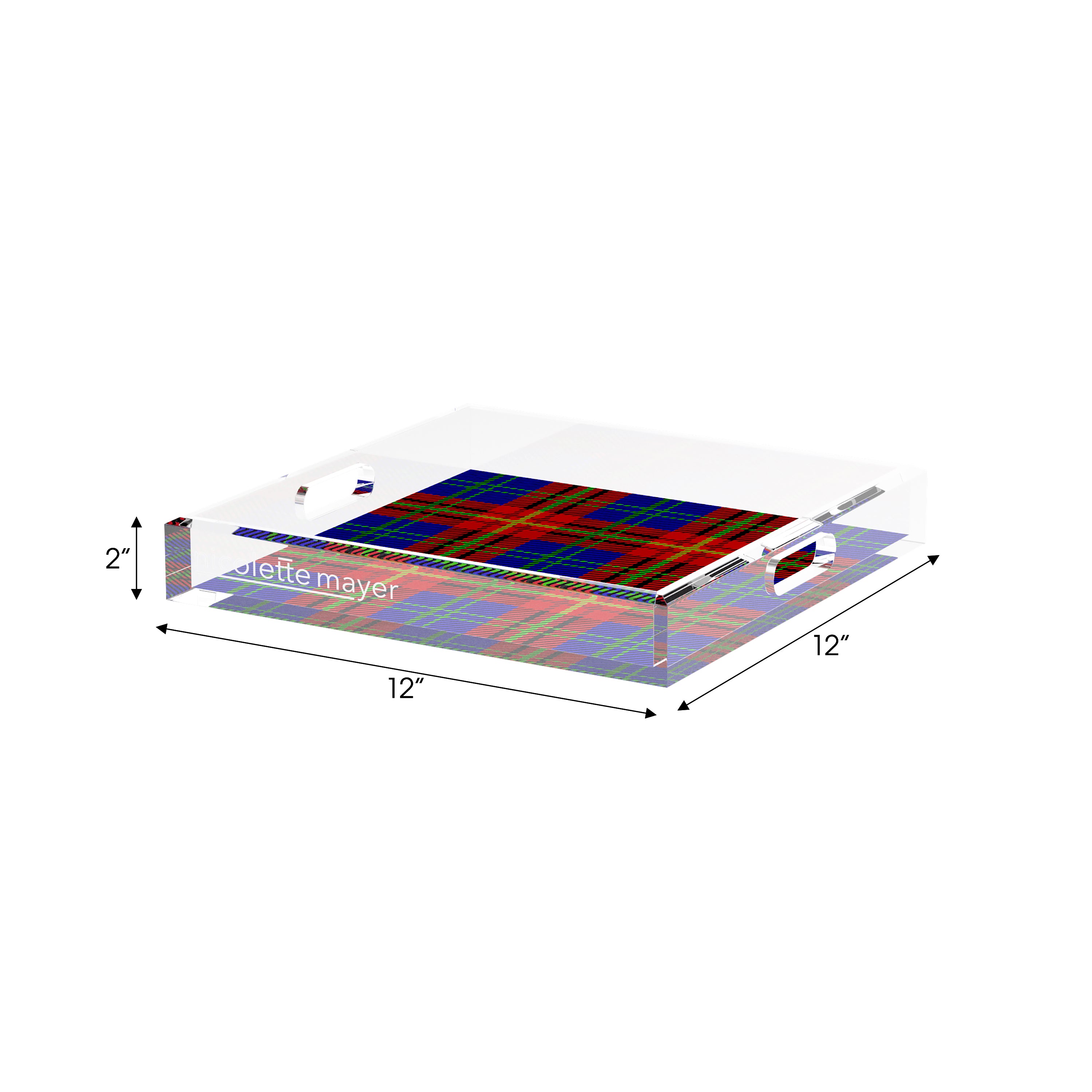 Tartan Blue 12X12 Acrylic Tray - nicolettemayer.com
