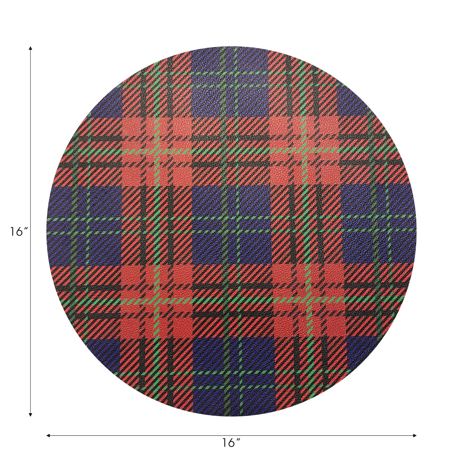 SET DE TABLE 16 GALETS RONDS TARTAN BLEU, LOT DE 4