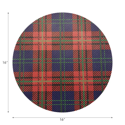 SET DE TABLE 16 GALETS RONDS TARTAN BLEU, LOT DE 4