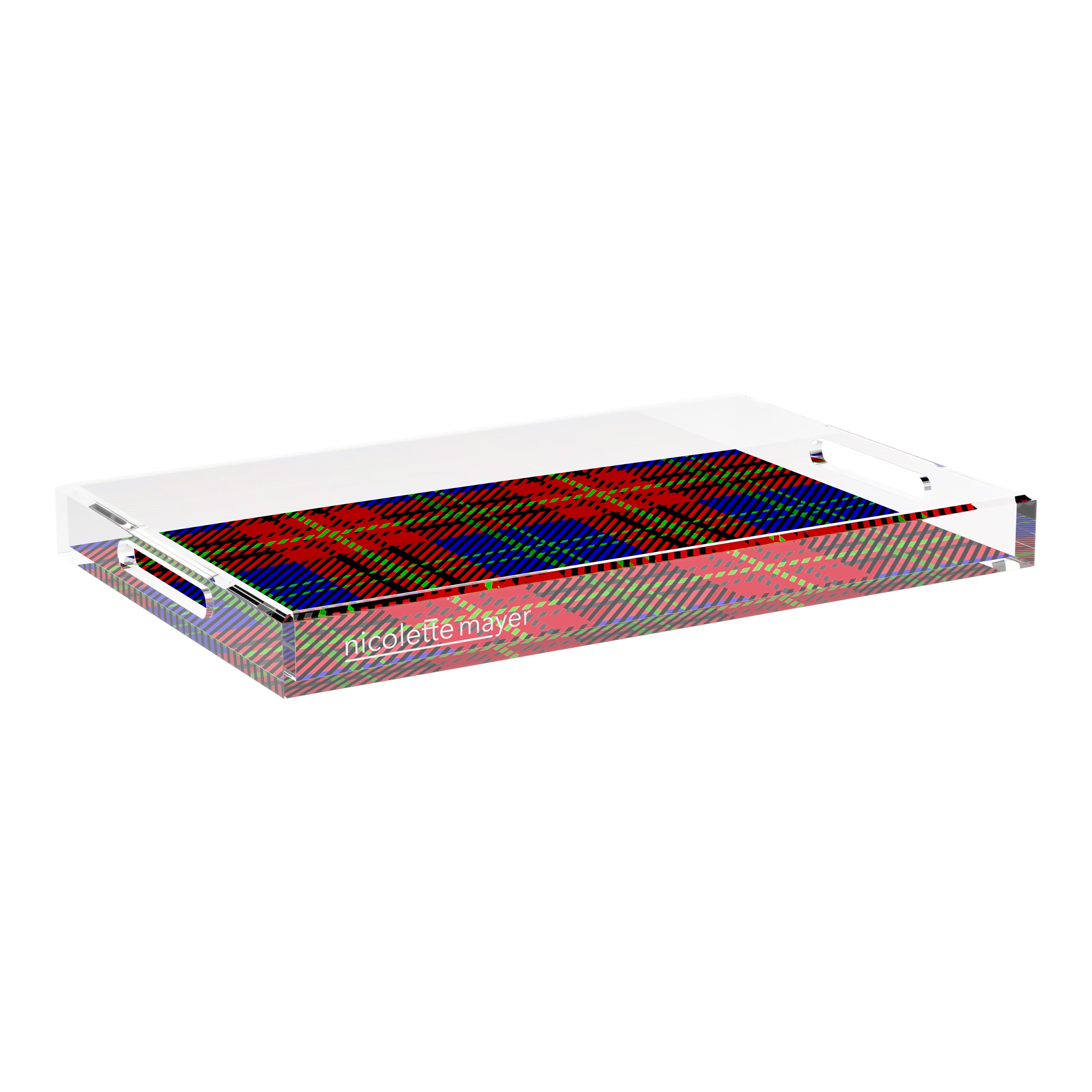 Tartan Blue 17X10.5 Acrylic Tray - nicolettemayer.com
