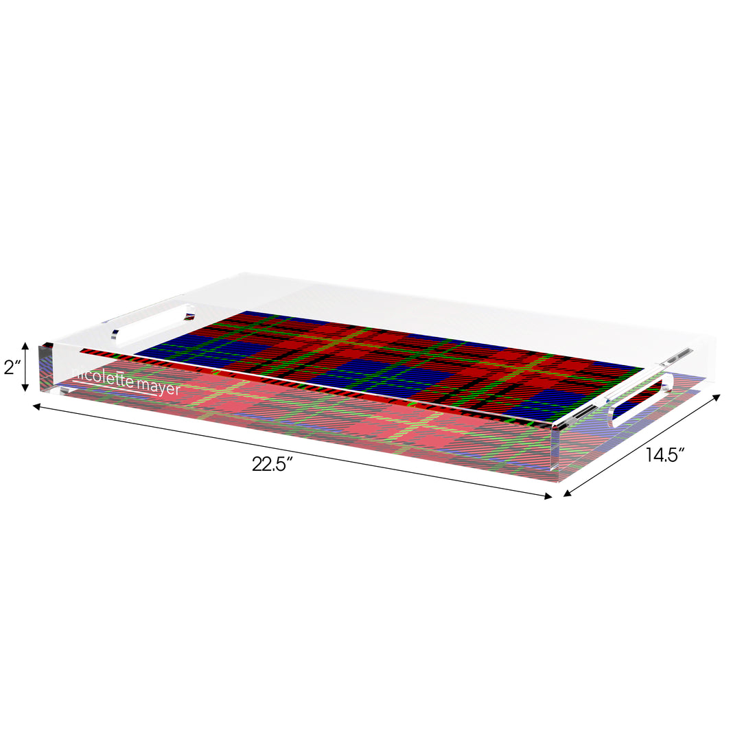 Tartan Blue 17X10.5 Acrylic Tray - nicolettemayer.com
