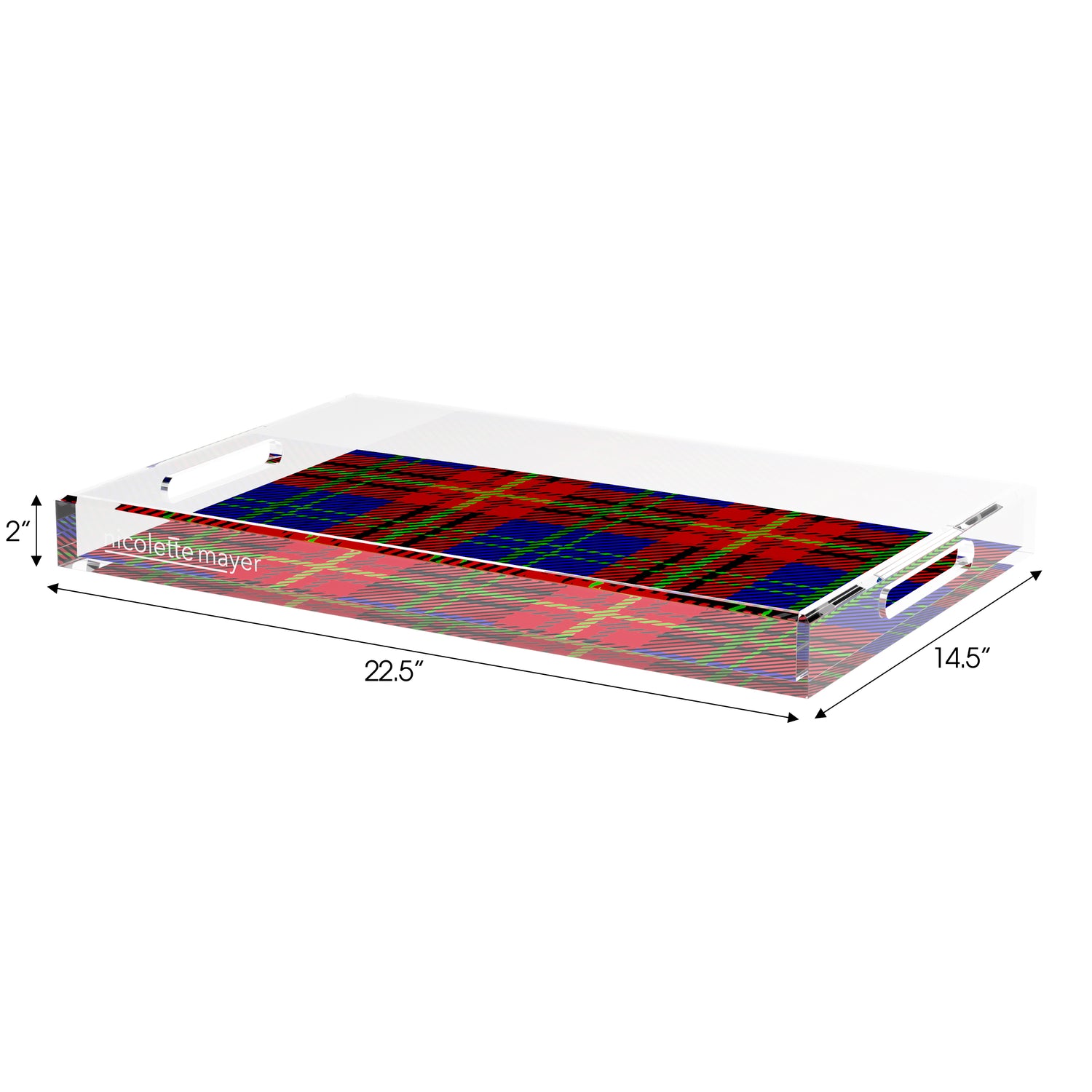Tartan Blue 17X10.5 Acrylic Tray - nicolettemayer.com
