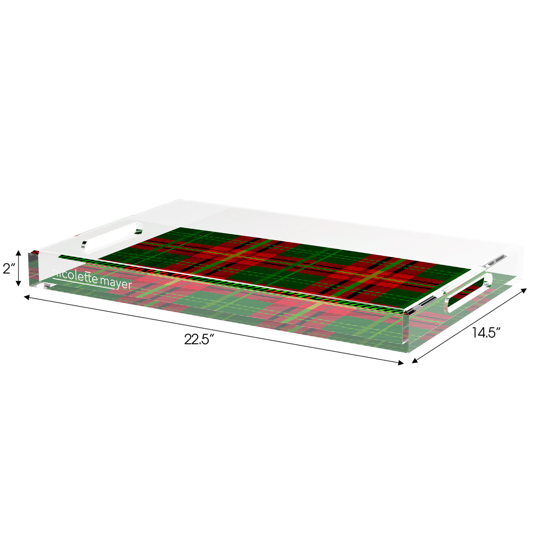 Tartan Green 17X10.5 Acrylic Tray - nicolettemayer.com
