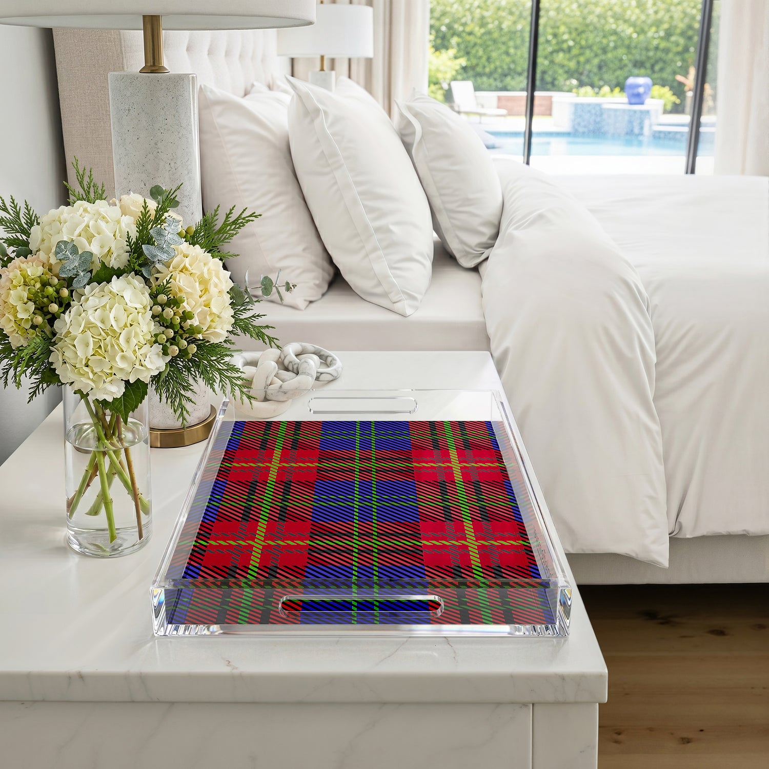 Tartan Blue 17X10.5 Acrylic Tray - nicolettemayer.com
