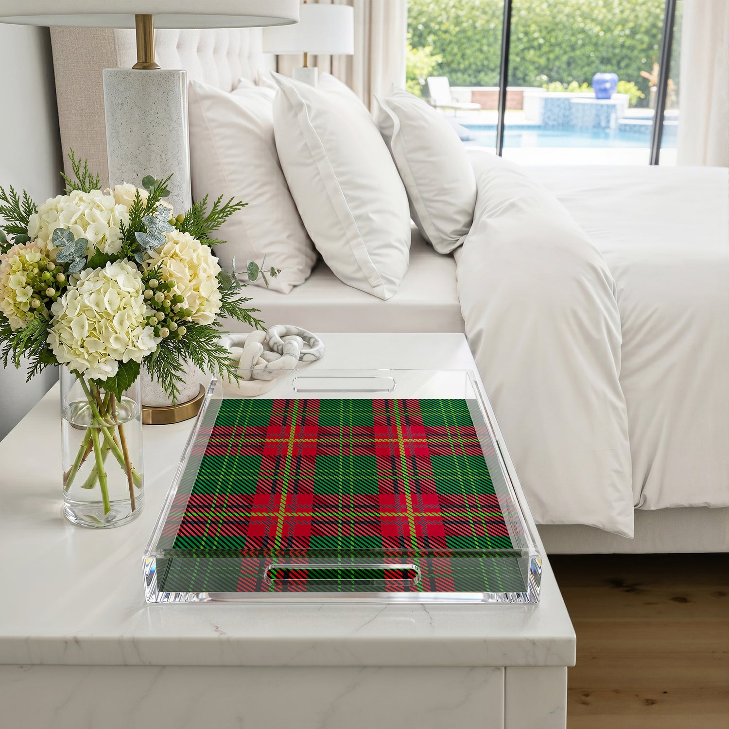 Tartan Green 17X10.5 Acrylic Tray - nicolettemayer.com
