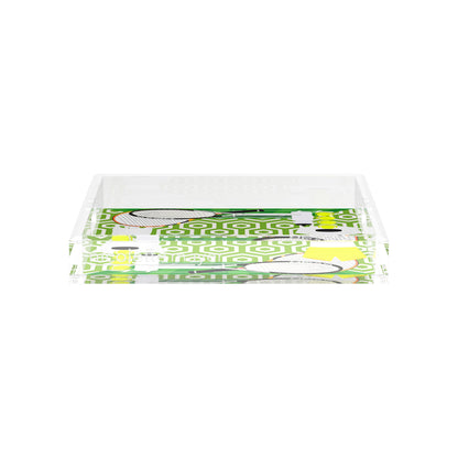 Tennis Anyone Green White  12X12 Acrylic Tray - nicolettemayer.com 