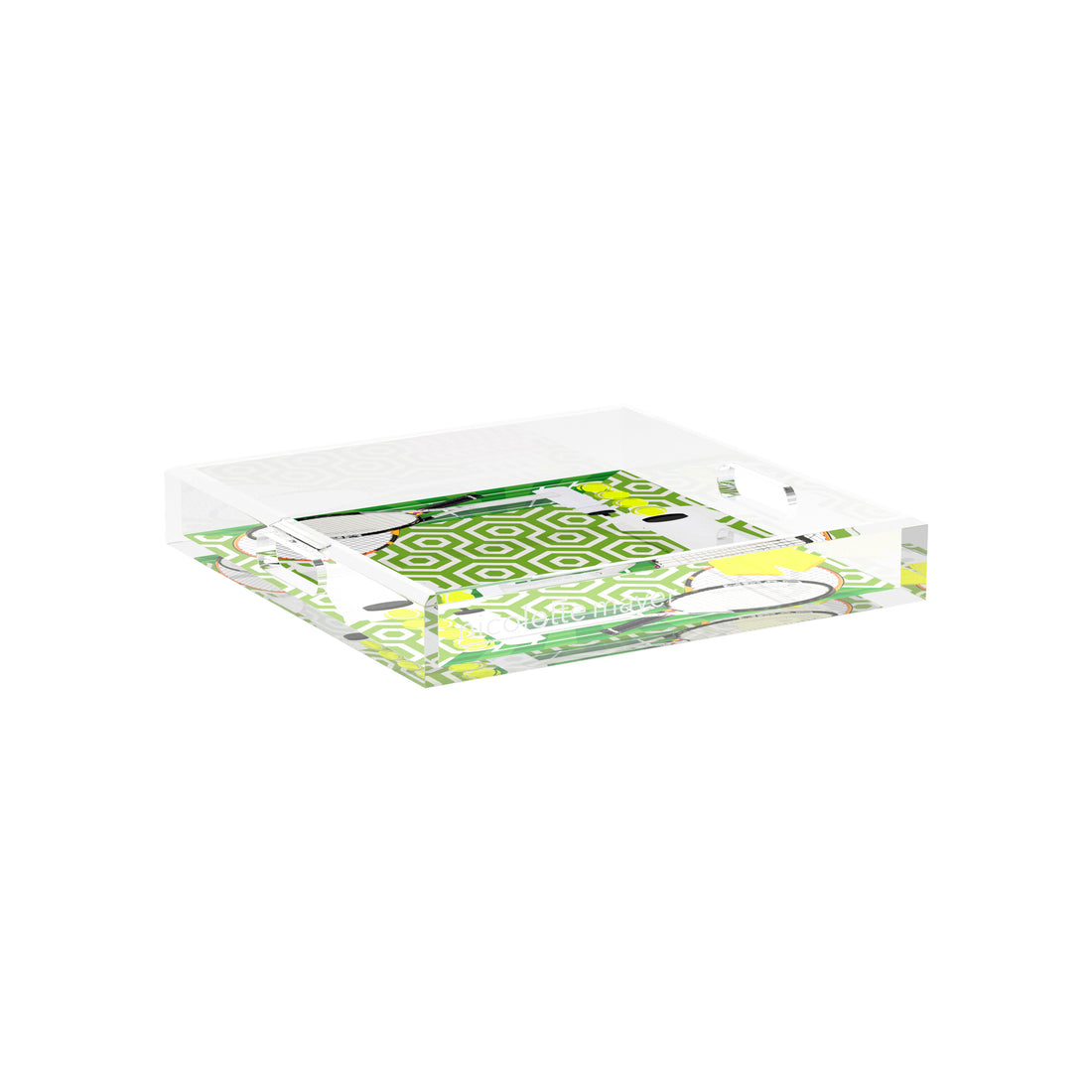 Tennis Anyone Green White  12X12 Acrylic Tray - nicolettemayer.com 