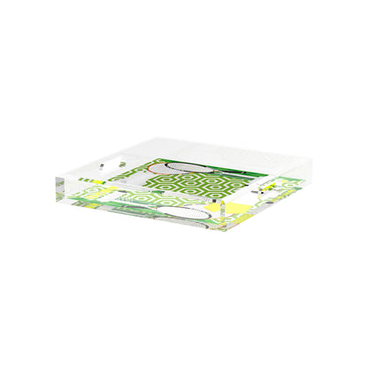 Tennis Anyone Green White  12X12 Acrylic Tray - nicolettemayer.com 