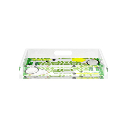 Tennis Anyone Green White  12X12 Acrylic Tray - nicolettemayer.com 
