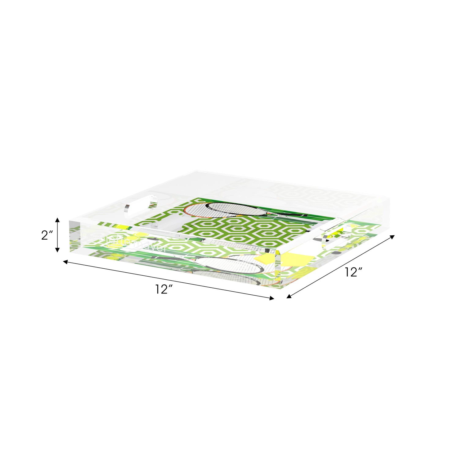 Tennis Anyone Green White  12X12 Acrylic Tray - nicolettemayer.com 
