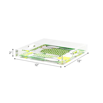 Tennis Anyone Green White  12X12 Acrylic Tray - nicolettemayer.com 