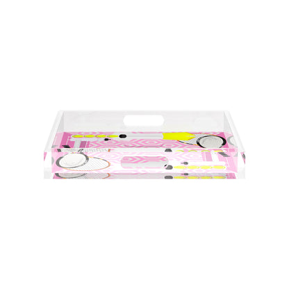 Tennis Anyone Pink White  12X12 Acrylic Tray - nicolettemayer.com 