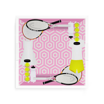 Tennis Anyone Pink White  12X12 Acrylic Tray - nicolettemayer.com 