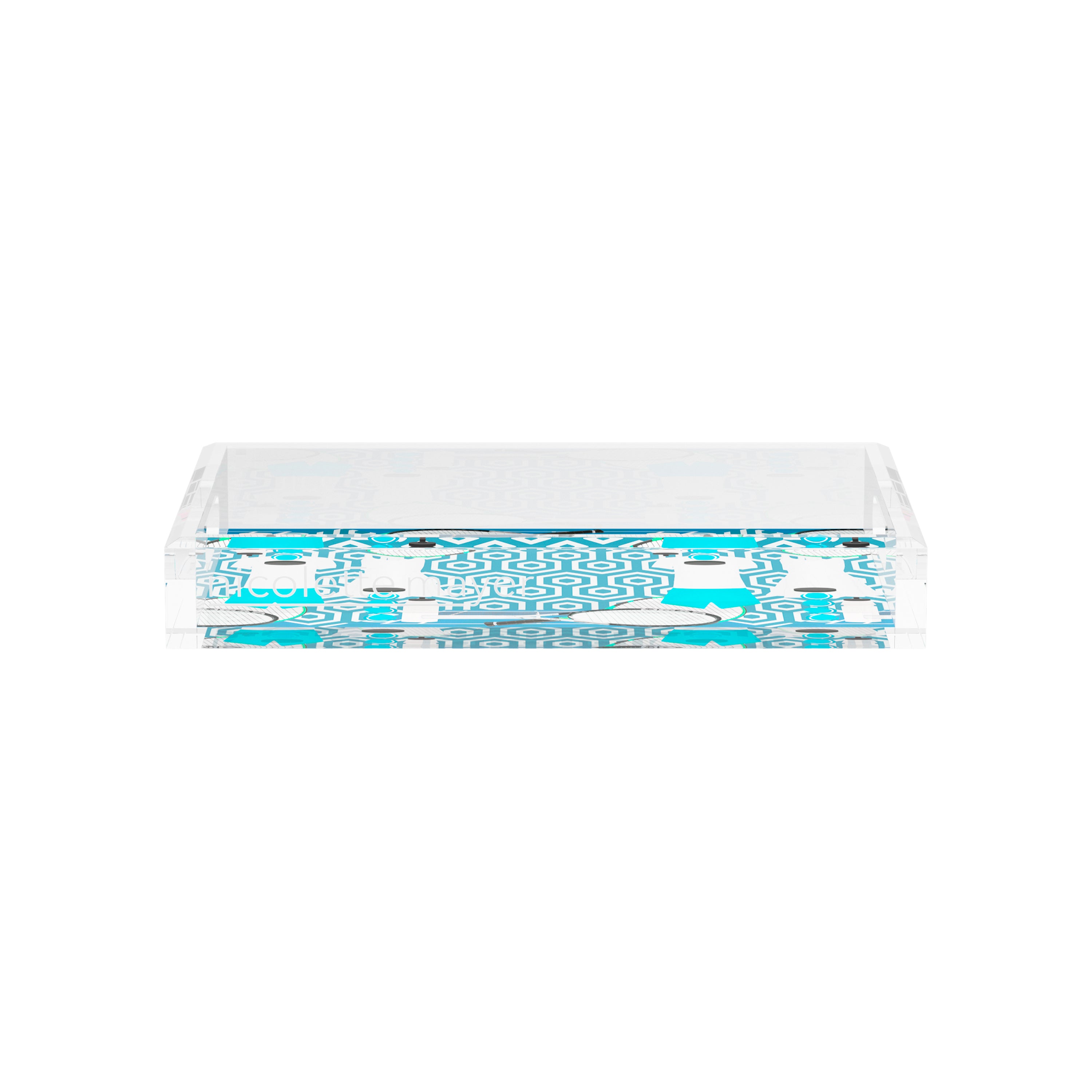 Tennis Anyone Blue White  12.5x7.75 Acrylic Tray - nicolettemayer.com 