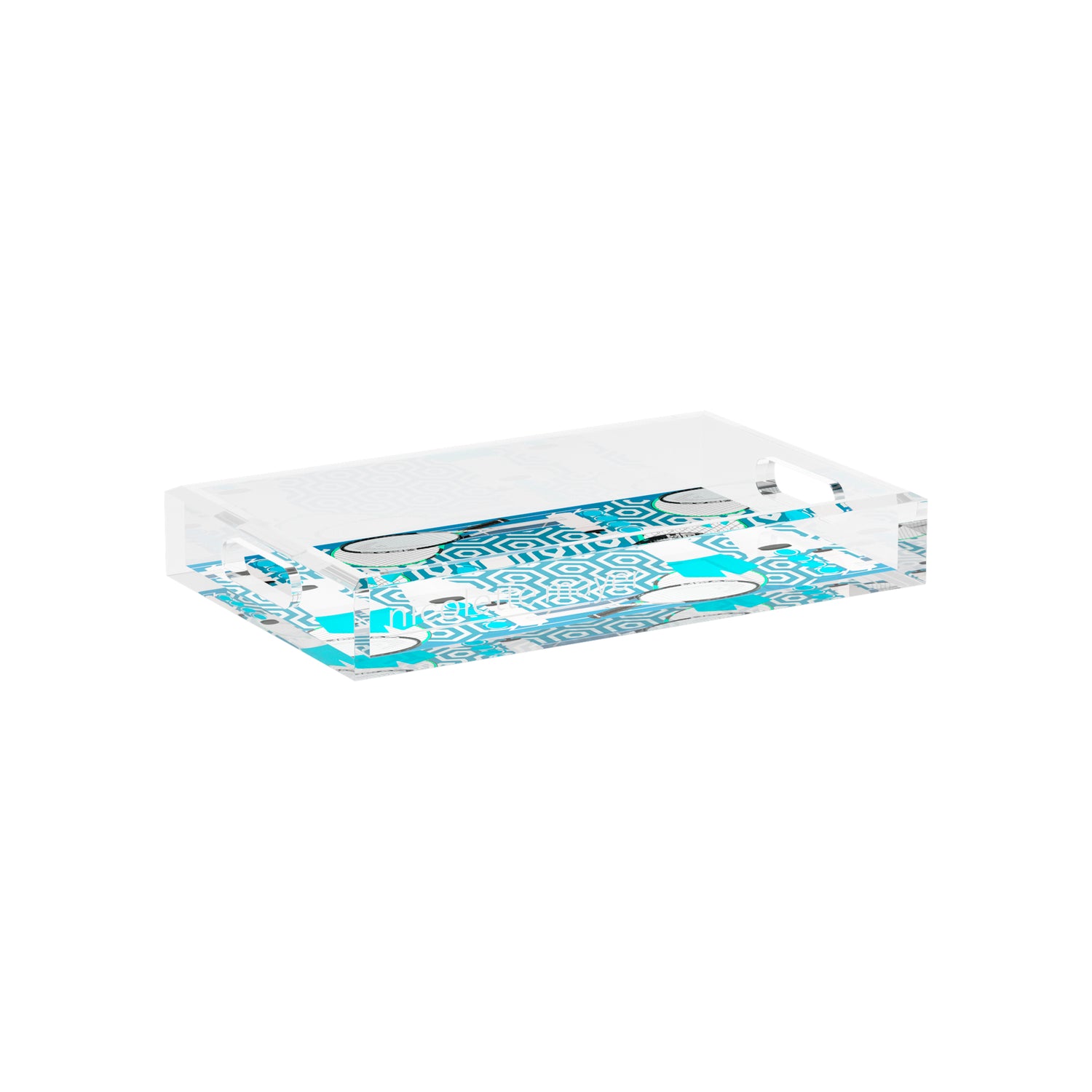 Tennis Anyone Blue White  12.5x7.75 Acrylic Tray - nicolettemayer.com 