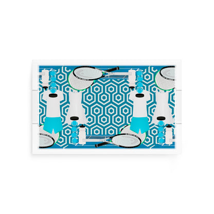 Tennis Anyone Blue White  12.5x7.75 Acrylic Tray - nicolettemayer.com 