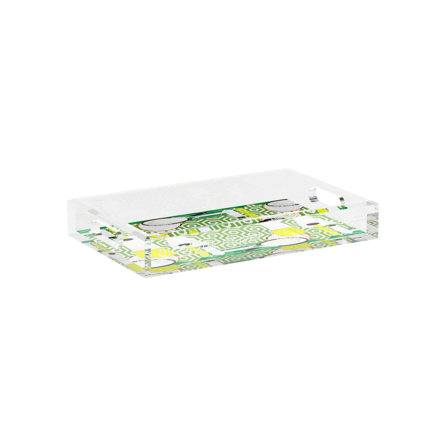 Tennis Anyone Green White  12.5x7.75 Acrylic Tray - nicolettemayer.com 